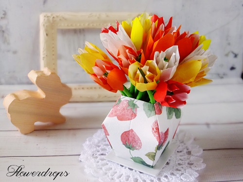 折り紙 チューリップの小さなブーケ Flowerdrops Handmade