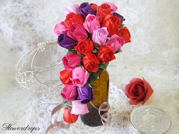 折り紙】バラのミニキャスケードブーケ | flowerdrops -handmade-