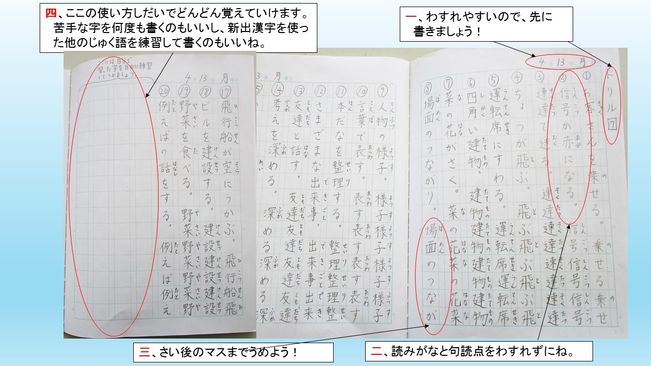 ４年 漢字ノートの書き方を教えます ふきまるちゃん日記